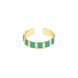 Bague fine ajustable INES dorée & Email vert Arcadia BANGLE UP