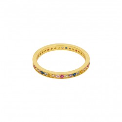 Bague Alliance - Anneau fin & CRISTAUX multicolores BIJOUX UNE A UNE