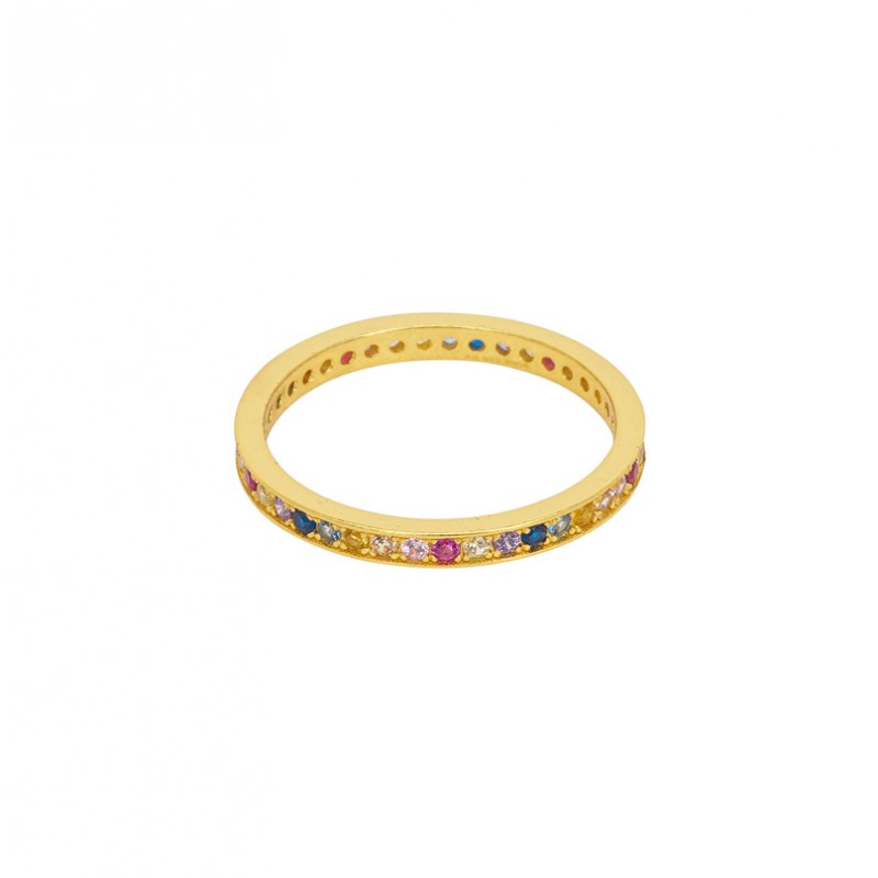 Bague Alliance - Anneau fin & CRISTAUX multicolores BIJOUX UNE A UNE Bague Alliance - Anneau fin & CRISTAUX multicolores BIJOUX UNE A UNE