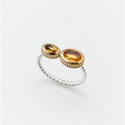 Bague fine argent doré ELIOTE - Double Citrines ovales CANYON