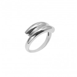 Bague Large en Argent - Anneau tube croisé sur le dessus - CANYON