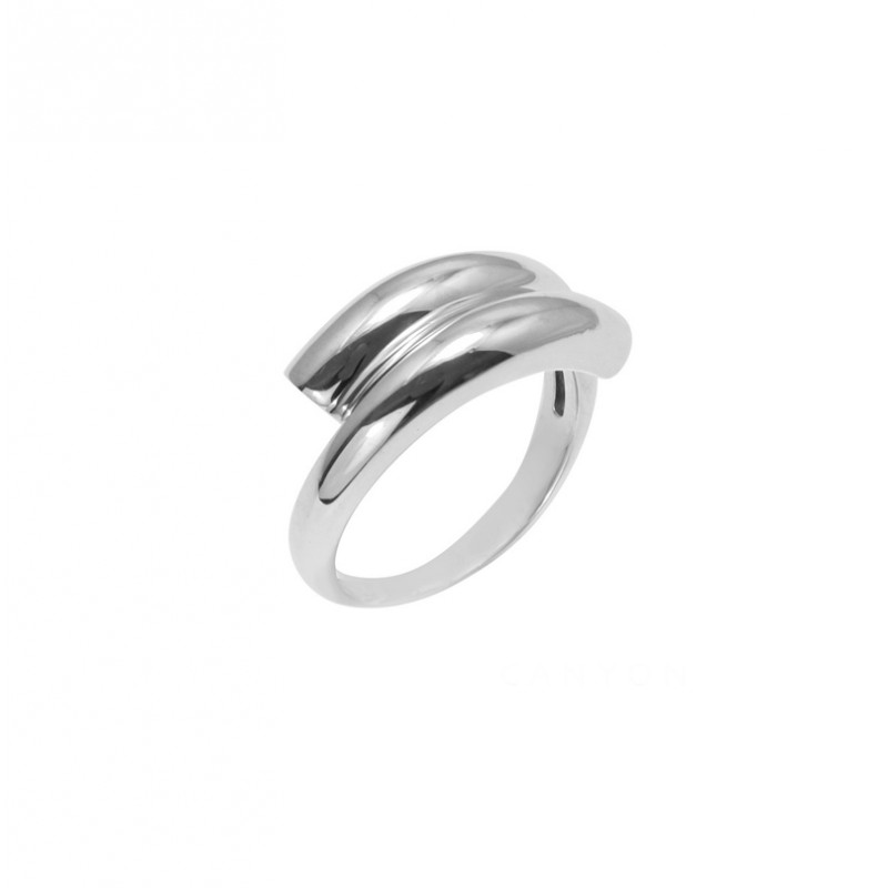 Bague Large en Argent - Anneau tube croisé sur le dessus TAILLE 52