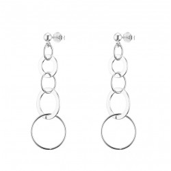 Longues Boucles d'oreilles en argent 5 cm - Puces & Cinq cercles différents - CANYON