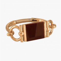 Bracelet Jonc fermé Or- Manilles & Plaque méthacrylate bordeaux -CXC