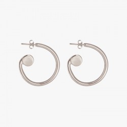 Boucles d'oreilles Puces Créoles Argent - Anneau & Pastille plate design - CXC