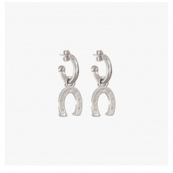Boucles d'oreilles Puces Créoles Argent & Pendentifs Fer à cheval - CXC