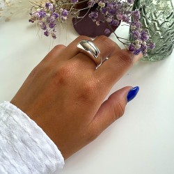 Bague Large en Argent - Gros Anneau lisse bombé TAILLE 56