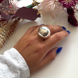 Bague large en Argent - Grosse boule lisse & bombée TAILLE 62