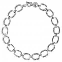 Collier Ancien En Argent à Grosses Mailles - Longueur 49.5 Cm - Avec Poinçons - Occasion - Bijou Vintage