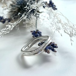 Bague Fine en Argent - Deux anneaux carrés & un anneau serti de quelques zircons - CANYON
