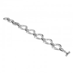 Bracelet gourmette VALERIE Metal - Maillons losanges designs & Fermoir anneau barre - CICLON