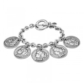 Bracelet gourmette FRANCE Metal & Cinq médailles profils Marianne - CANYON