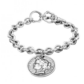 Bracelet gourmette FRANCE Metal & Médaille profil Marianne - CICLON