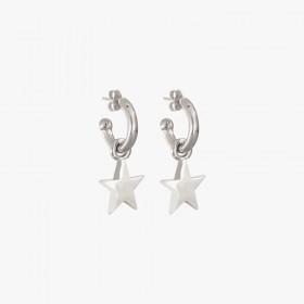 Boucles d'oreilles Argent - Anneau créole & Pendentif étoile CXC