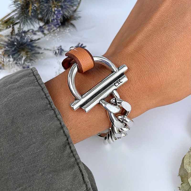 Très Belle Gourmette Bracelet Acier Femme