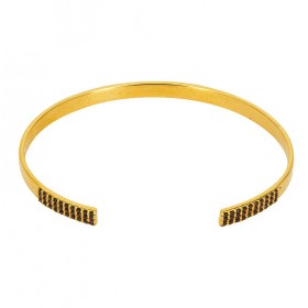 Bracelet Jonc ajustable ETOILE Or & Pavage zircons noirs - Une à Une