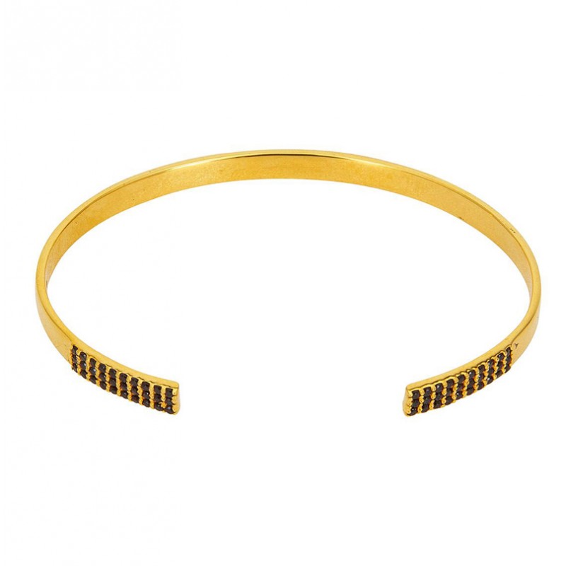 Bracelet Jonc ajustable ETOILE Or & Pavage zircons noirs - Une à Une Bracelet Jonc ajustable ETOILE Or & Pavage zircons noirs - Une à Une