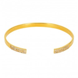Bracelet Jonc ajustable ETOILE Or & Pavage zircons blancs - Une à Une