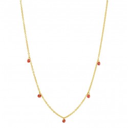 Collier court GOUTTES or - Chaîne & 5 Grenats - Une à Une