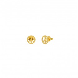 Boucles d'oreilles puces TATOO PEACE AND LOVE Or - Une à Une