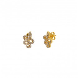 Boucles d'oreilles puces TATOO SERPENTS Or & Zircons blancs - Une à Une