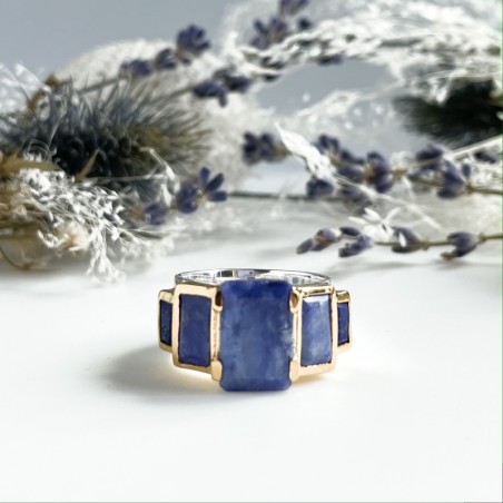 Bague argent store et saphir bleu
