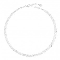Collier court en Argent & 5 chaînettes de mini boules signé CANYON