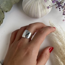 Bague large en Argent - Anneau lisse & plat TAILLE 60