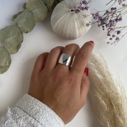 Bague large en Argent - Anneau lisse & plat TAILLE 60