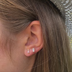 Boucles d'oreilles mini puces CRYSTAL Or - Barrette Cristal blanc