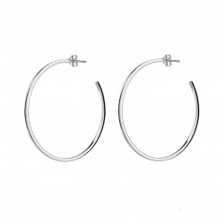 Boucles d'oreilles Créoles en argent section carrée - 4 cm CANYON