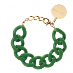 Bracelet FLAT CHAIN GREEN Doré - Gros Maillons plats vert - Vanessa Baroni