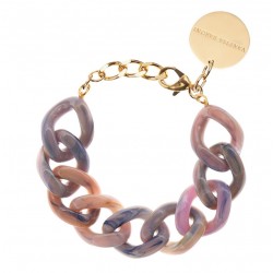 Bracelet FLAT CHAIN WINTER RAINBOW Doré - Gros Maillons plats Arc en ciel - VANESSA BARONI