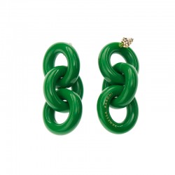 Boucles d'oreilles CERCLE EARRING GREEN Doré - Gros Maillons plats vert - VANESSA BARONI