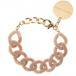 Bracelet FLAT CHAIN SAND MARBLE Doré - Gros Maillons plats sable marbré VANESSA BARONI