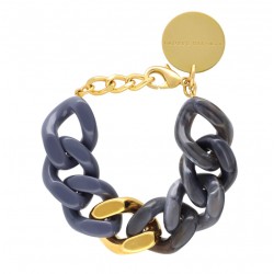 Bracelet FLAT CHAIN Blue Pigeon Blue Multi doré & Gros Maillon Gold VANESSA BARONI