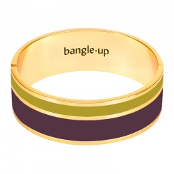 Bracelet Jonc manchette VAPORETTO doré - Email vert olive & figue