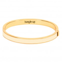 Bracelet jonc Bangle fermé doré - Email Blanc Sable BANGLE UP