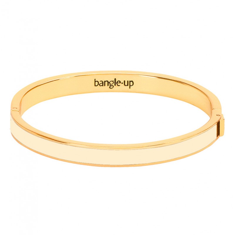Bracelet jonc Bangle fermé doré - Email Blanc Sable BANGLE UP