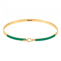 Bracelet Jonc fermé fin Lily VERT BOSPHORUS doré - Fermoir crochet BANGLE UP