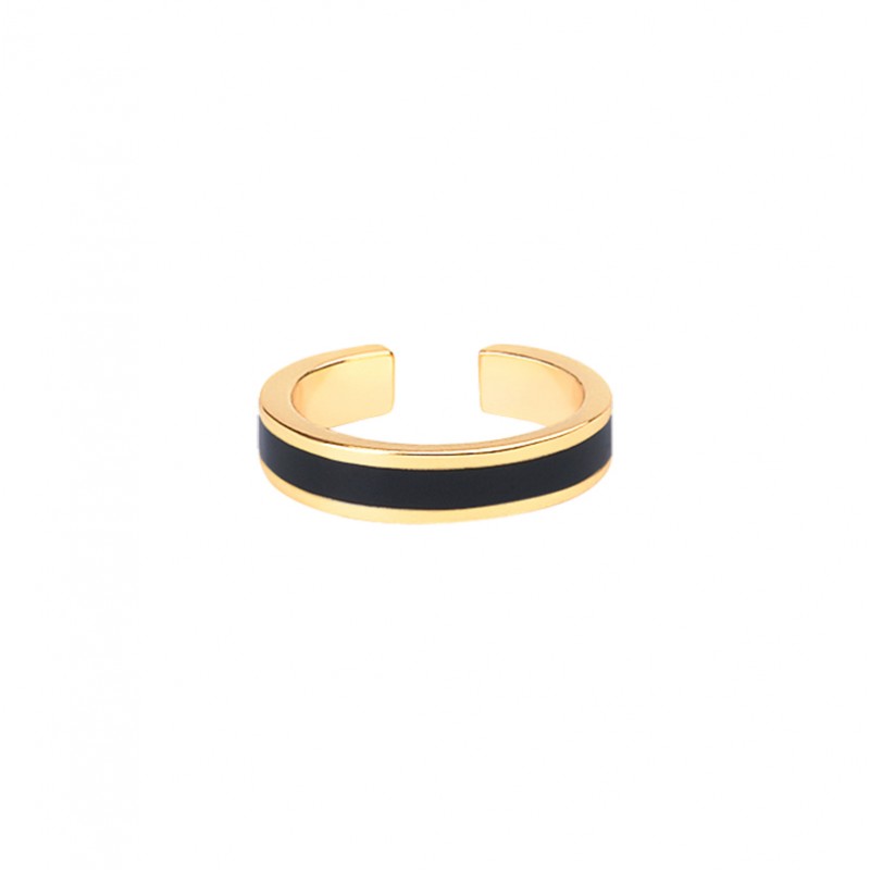 Bague ajustable BANGLE dorée & Email Noir BANGLE UP