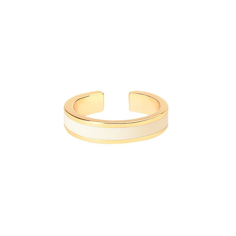 Bague ajustable BANGLE dorée & Email Blanc Sable BANGLE UP Bague ajustable BANGLE dorée & Email Blanc Sable BANGLE UP