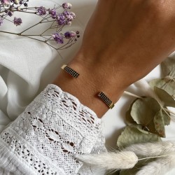 Bracelet Jonc ÉTOILE zircons noirs