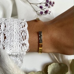 Bracelet jonc élégant aux zircons noirs