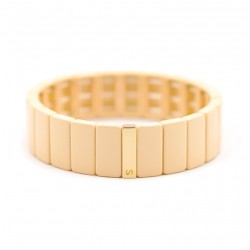 Bracelet élastiqué COLORBLOCK Manchette dorée & Email beige - Simone à Bordeaux