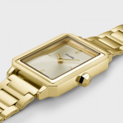 Montre Fluette, Full Gold, cadran rectangle & bracelet oyster doré