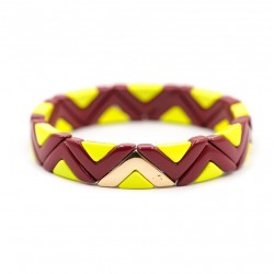 Bracelet manchette élastiqué COLORAMA - Email jaune pepsi & bordeaux - Simone à Bordeaux