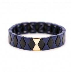 Bracelet manchette élastiqué COLORAMA - Email encre & noir - Simone à Bordeaux