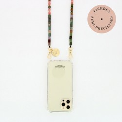 Chaîne Bijoux smartphone JOY - Perles naturelles rose & Mousquetons dorés LA COQUE FRANCAISE