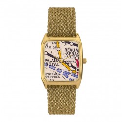 Montre SIGNATURE PALAIS ROYAL cadran carré doré & bracelet tressé doré LAPS